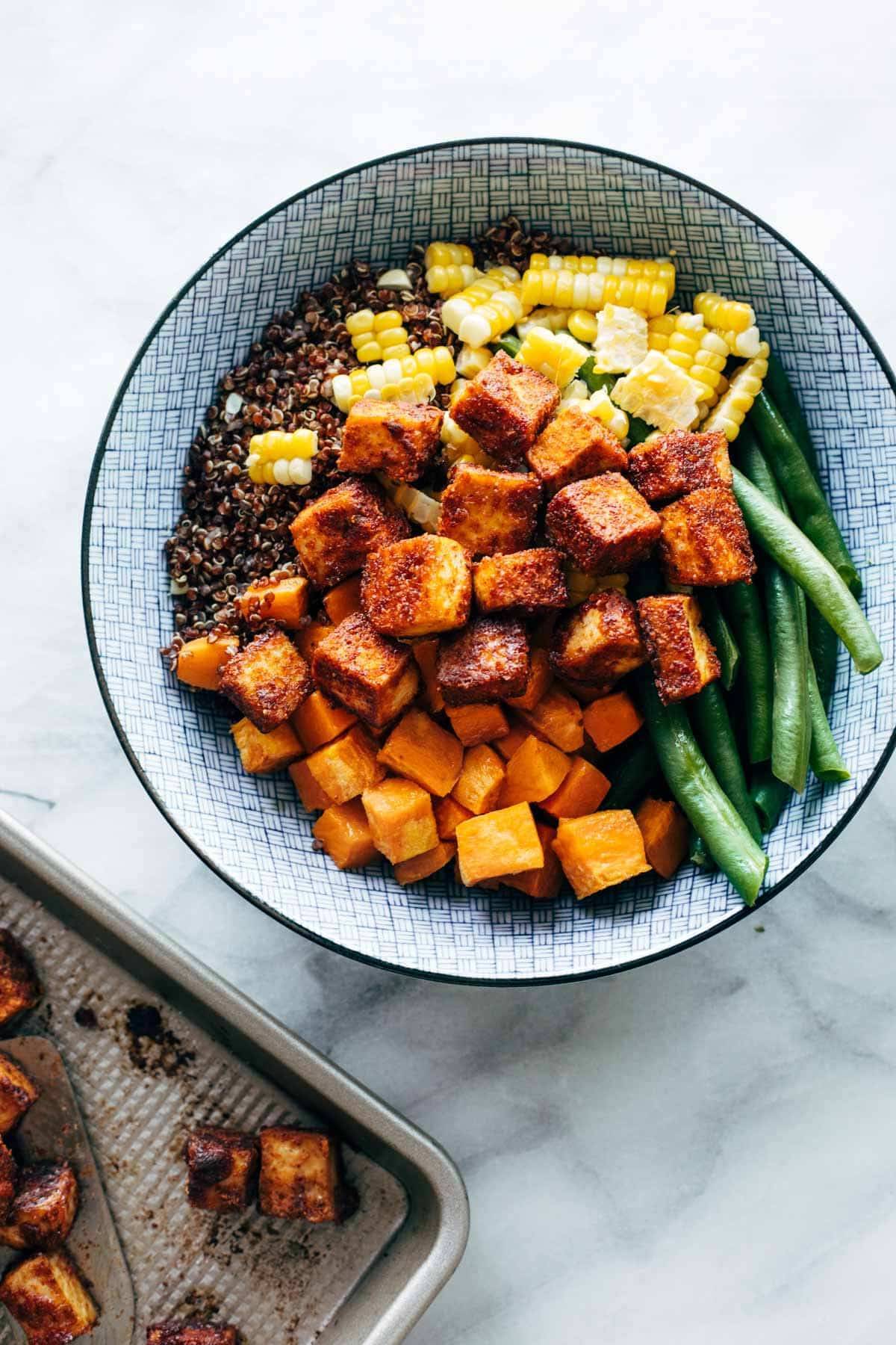 Ingredients for BBQ tofu in a bowl.