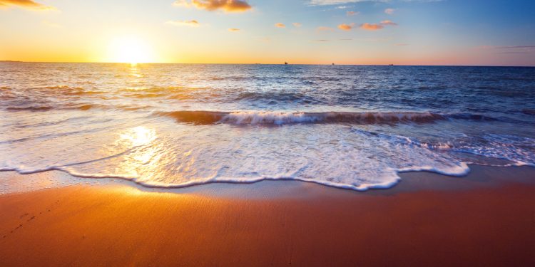 The beach at sunset