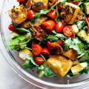 BLT Panzanella in a bowl.