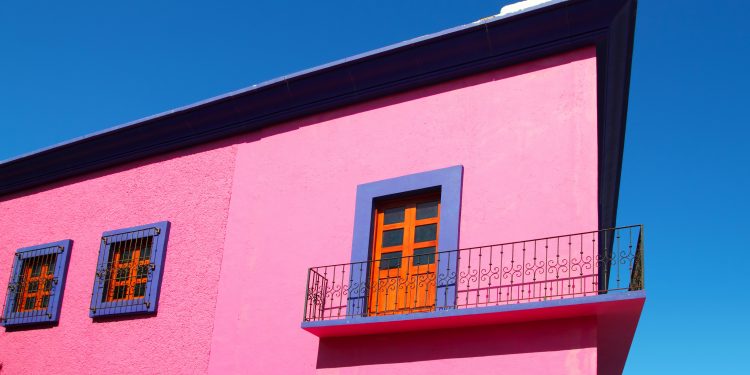 A colorful colonial house in Mexico