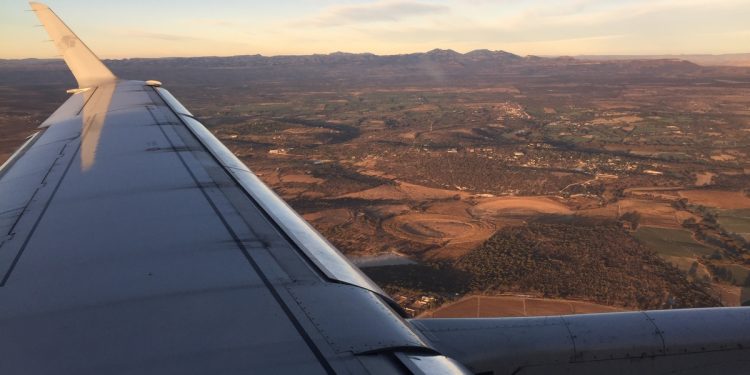 Early morning flight over central Mexico