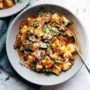 Short Rib Ragu in bowls with gnocchi.