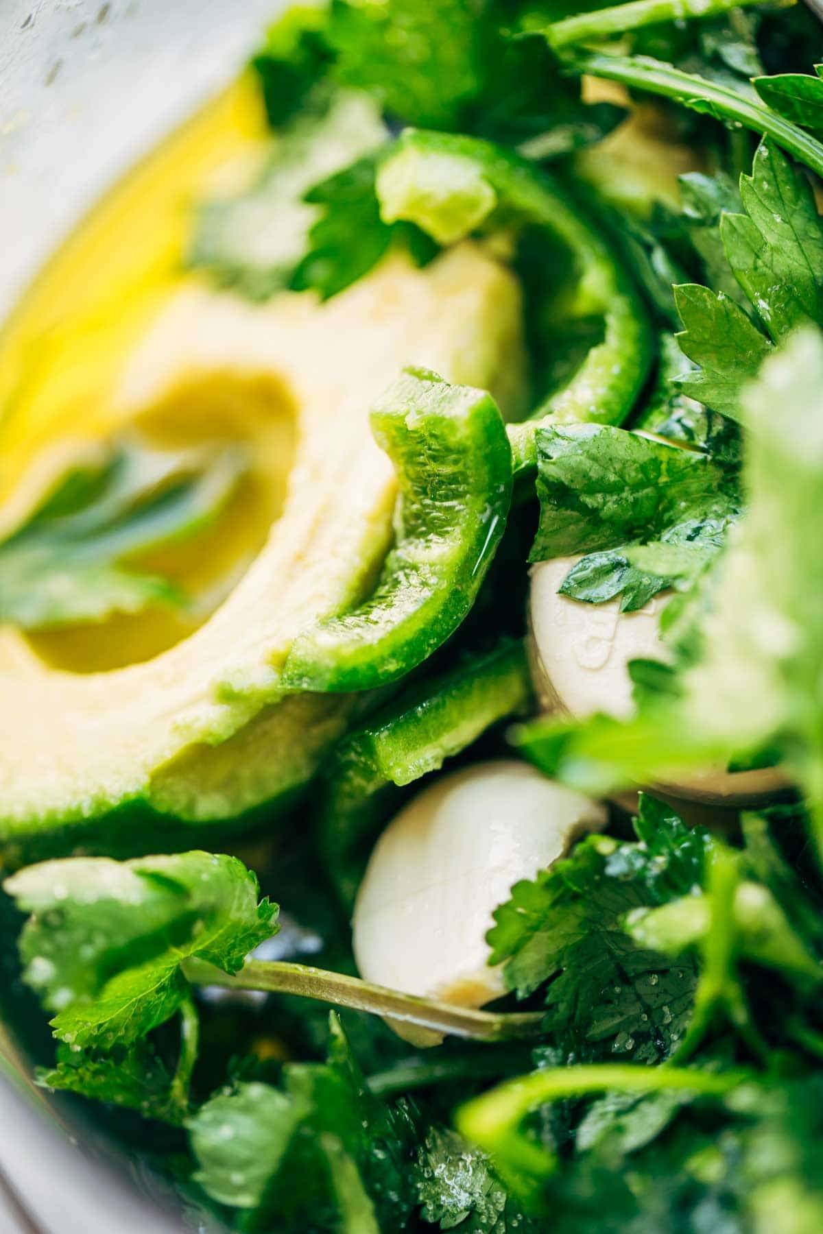 Ingredients for magic green sauce. 