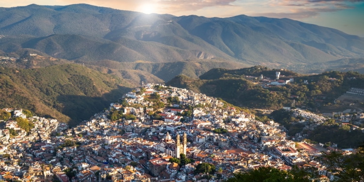 Mountain town in Mexico at sunrise