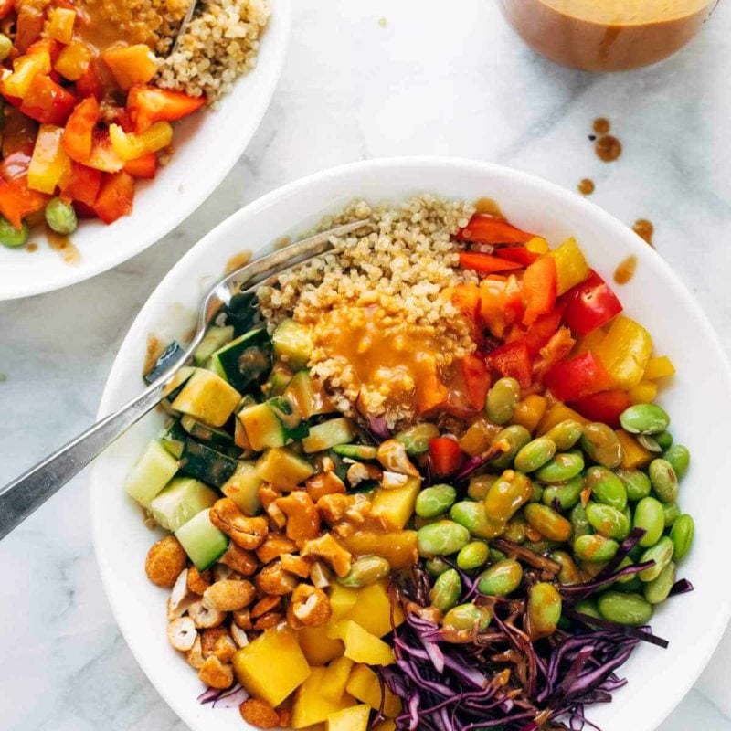 Quinoa crunch salad in bowls.