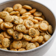 Ranch oyster crackers in a bowl.