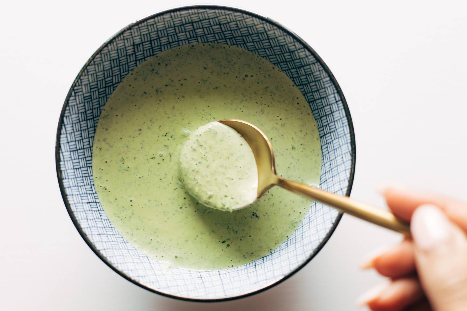 Basil sauce in a bowl