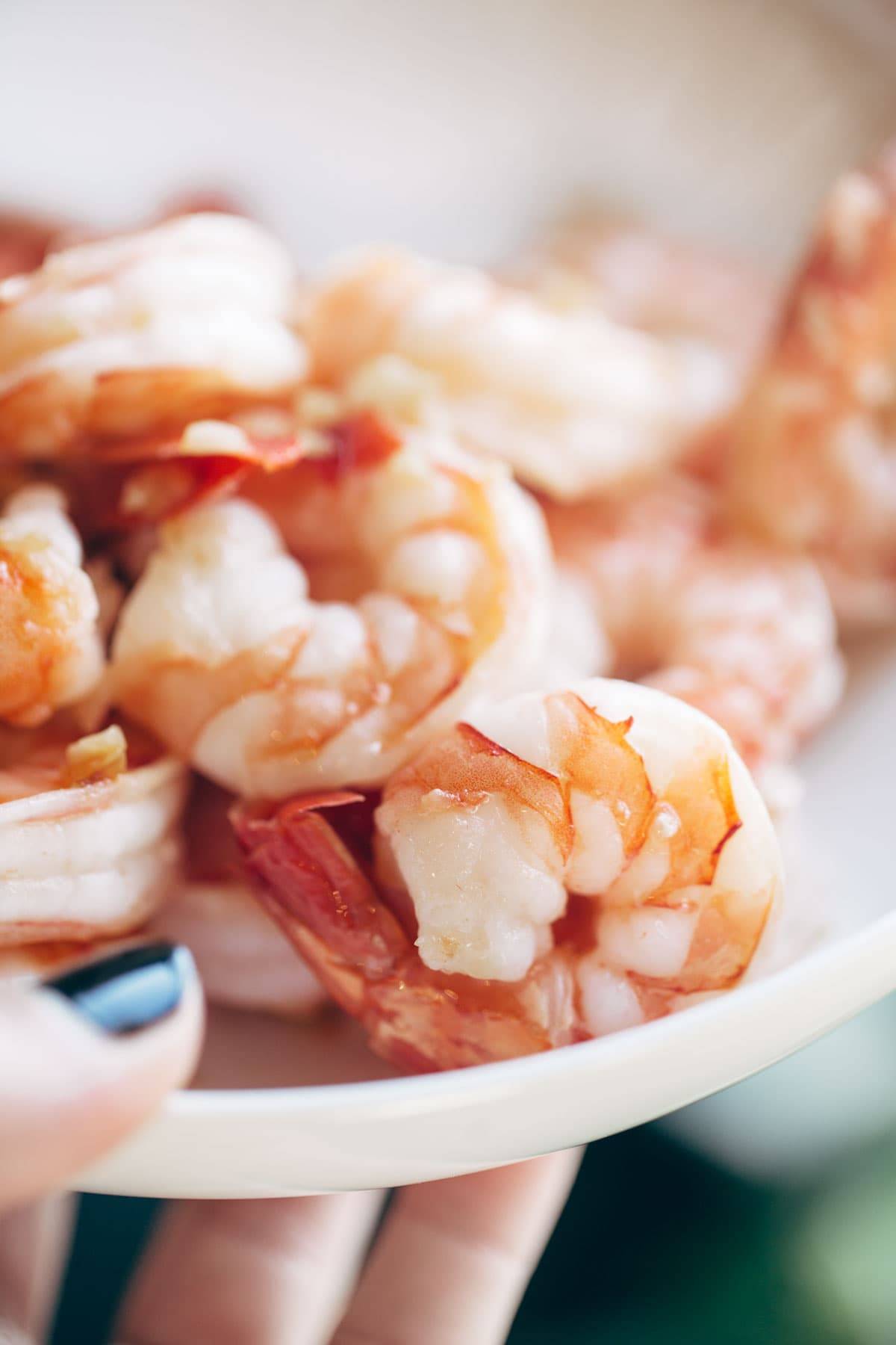 Shrimp for Capellini Pomodoro.