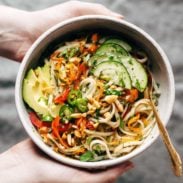 Spring Roll Bowl with a fork.