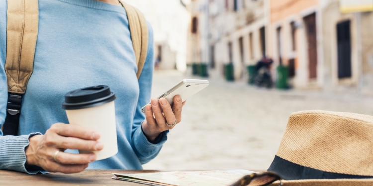 Traveler browsing online